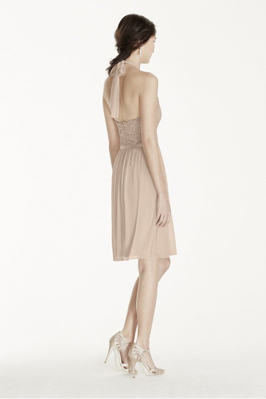 Short Lace Mesh Dress with Halter Neckline  F17020