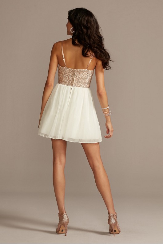 Short Lace and Mesh Colorblock Fit-and-Flare Dress Speechless D78912H803