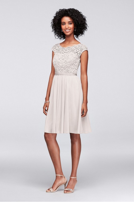 Short Lace and Mesh Dress with Illusion Neckline  F17019