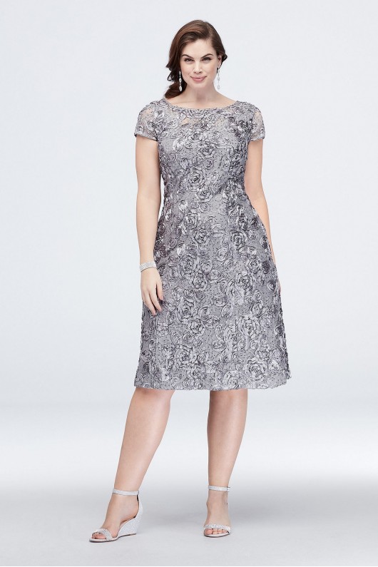 Short Plus Size A-Line Dress with Cap Sleeves Alex Evenings 4121570