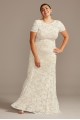 Short Sleeve Low Back Plus Size Lace Wedding Dress Melissa Sweet 8MS161216