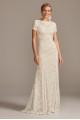 Short Sleeve Low Back Stretch Lace Wedding Dress Melissa Sweet MS161216