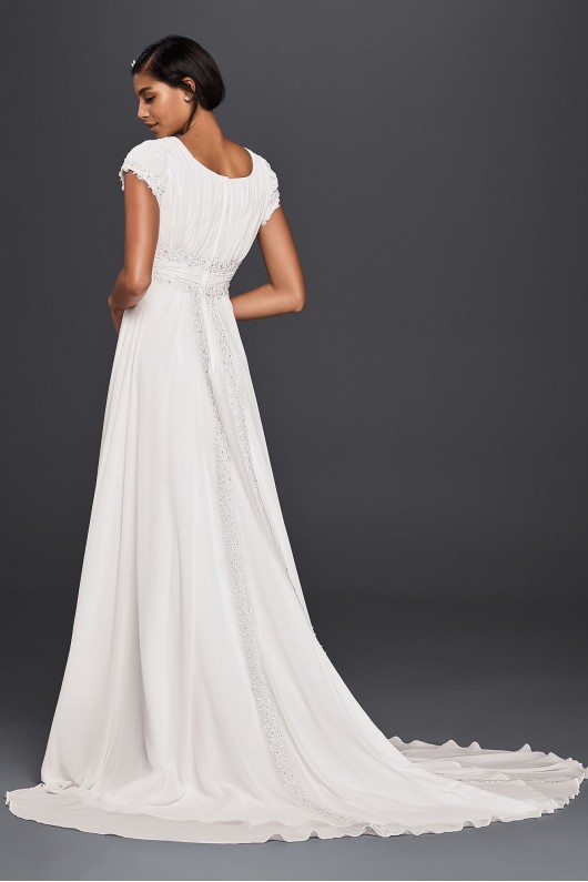 Short Sleeved Empire Waist Chiffon Wedding Dress  Collection SLV9743
