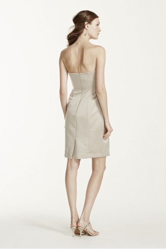 Short Strapless Satin Dress with Pleating  F15103