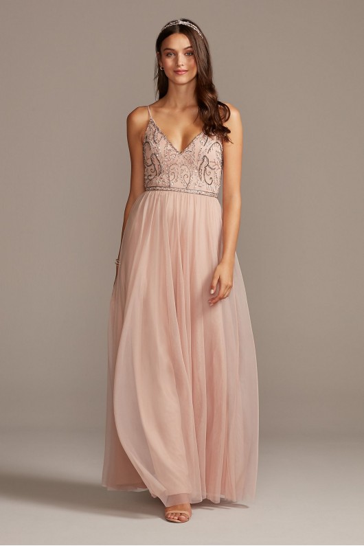 Skinny Strap Beaded Bodice Gown Jump 11536