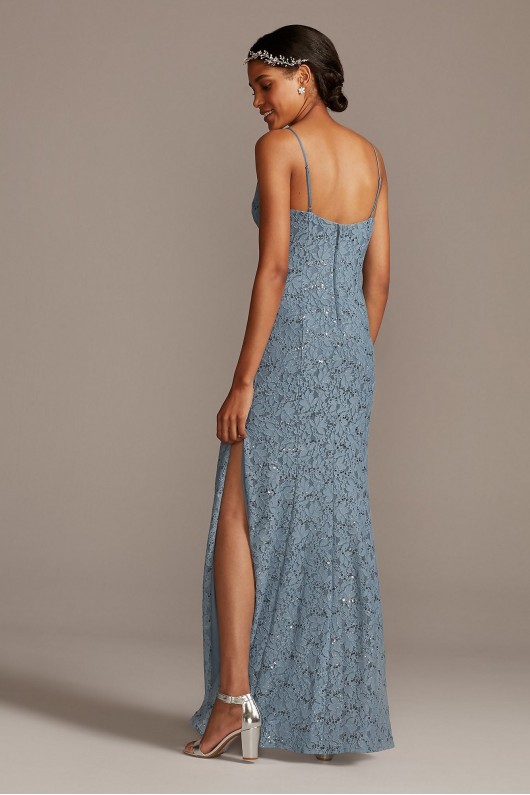 Skinny Strap Sequin Lace Stretch Dress with Slit DB Studio DS270072