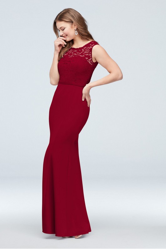 Sleeveless Lace and Stretch Crepe Bridesmaid Dress  F19975