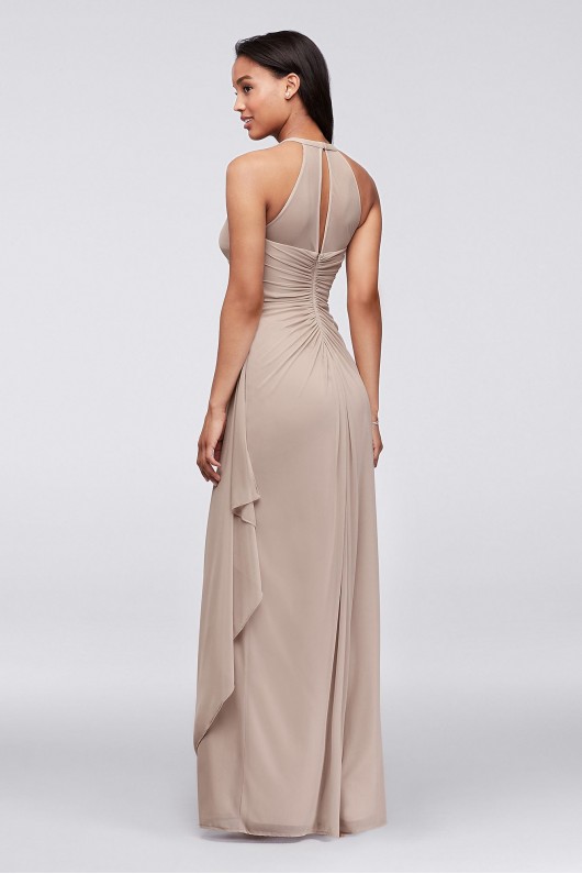 Sleeveless Long Mesh Dress with Illusion Neckline  F15662