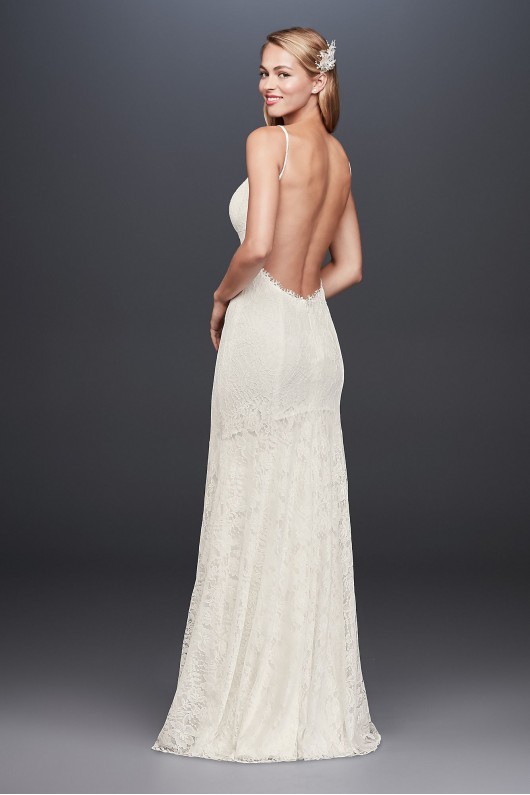 Soft Lace Sheath Wedding Dress with Low Back Galina NTWG3827