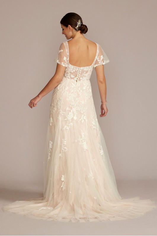 Soft Tulle Flutter Sleeve Tall Wedding Gown Melissa Sweet 4XLMS251252