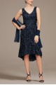 Soutache High-Low Ruffle Hem Dress with V-Neckline Alex Evenings 81171059