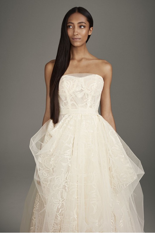 Stencil Sequin Petite Ball Gown Wedding Dress 7VW351487