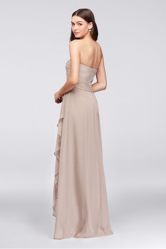 Strapless Crinkle Chiffon Dress with Cascade Skirt  W10840