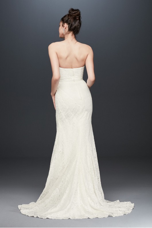 Strapless Floral Crochet Lace Seamed Wedding Dress Galina OP1360