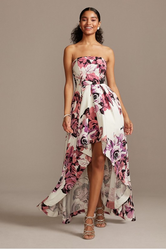Strapless Floral High-Low Ball Gown Speechless X36892R44
