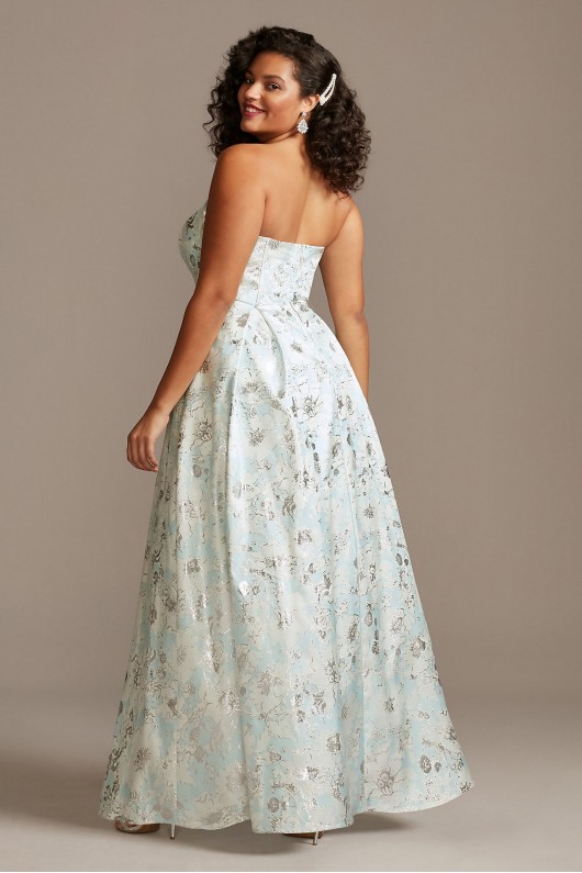 Strapless Foil Print Ballgown Plus Size Dress Speechless W44871R71