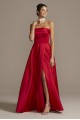 Strapless Foldover Satin Ball Gown with Skirt Slit Xscape 3194X