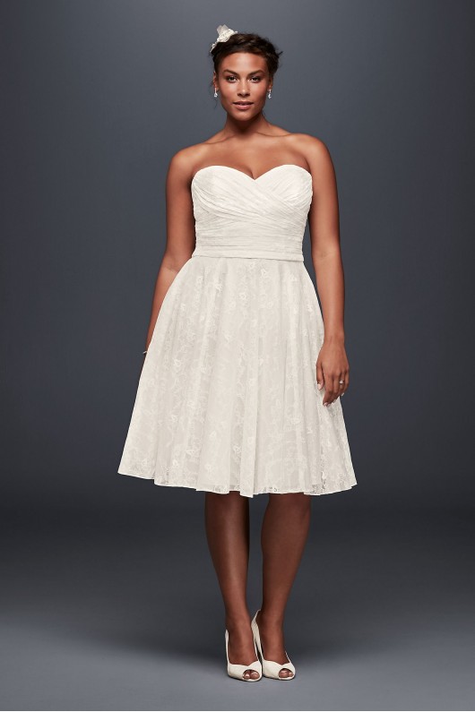 Strapless Lace Plus Size Short Wedding Dress Galina 9WG3826