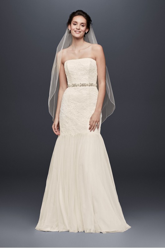 Strapless Lace Trumpet with Tulle Skirt Galina KP3765
