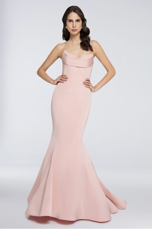 Strapless Mermaid Dress with Covered Buttons Terani Couture 1812P5386