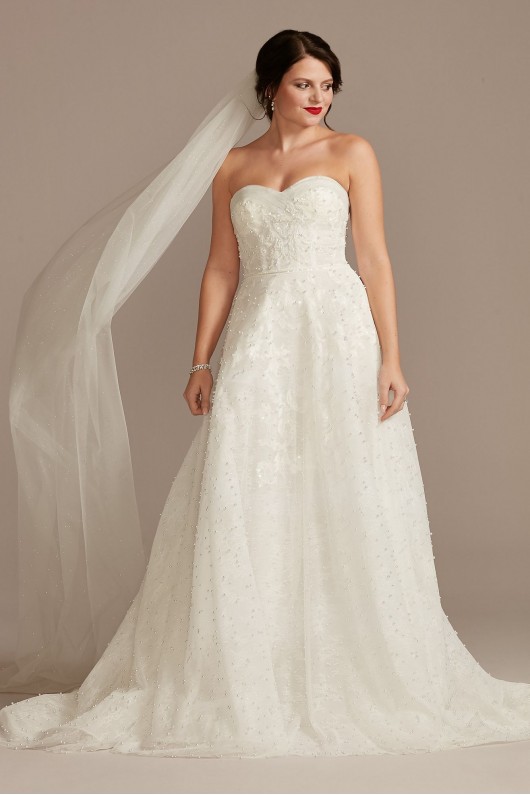 Strapless Pearl Applique Ball Gown Wedding Dress  CWG892