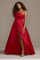 Strapless Satin Plus Size Gown with Skirt Slit Xscape 3194XW