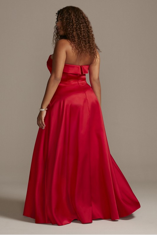 Strapless Satin Plus Size Gown with Skirt Slit Xscape 3194XW