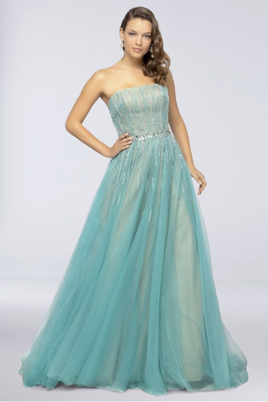 Strapless Sequin Tulle Ball Gown with Beading Terani Couture 1912P8557