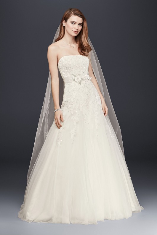 Strapless Tulle Wedding Dress with Beaded Lace  Collection V3469