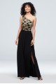 Strappy One-Shoulder Jersey Lace Sheath Dress Morgan and Co 21834