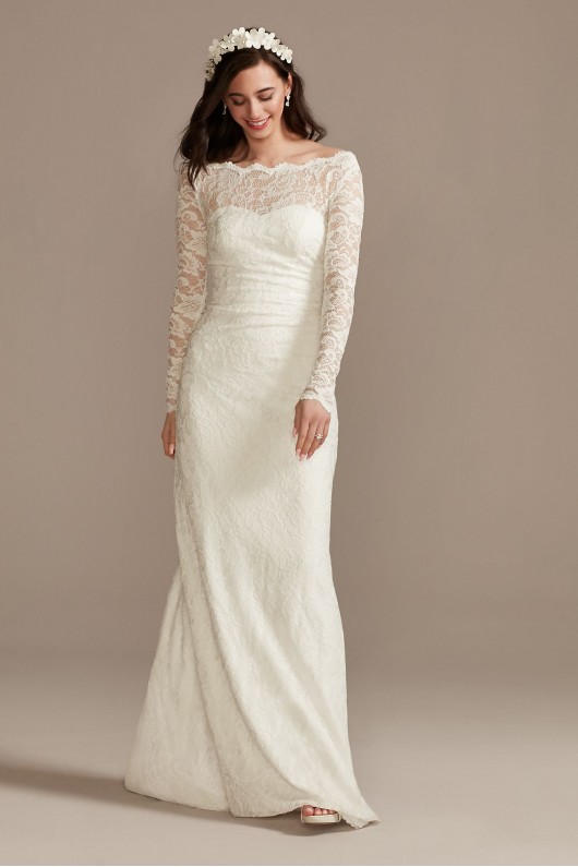 Stretch Lace Long Sleeve Sheath Wedding Dress DB Studio SDWG0976