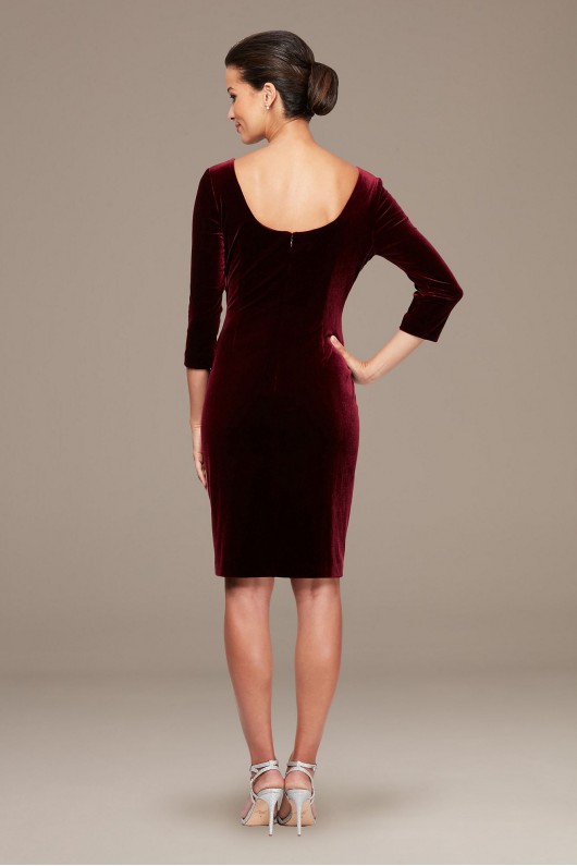 Stretch Velvet Ruched Petite Dress with Beaded Hip Alex Evenings 2915265