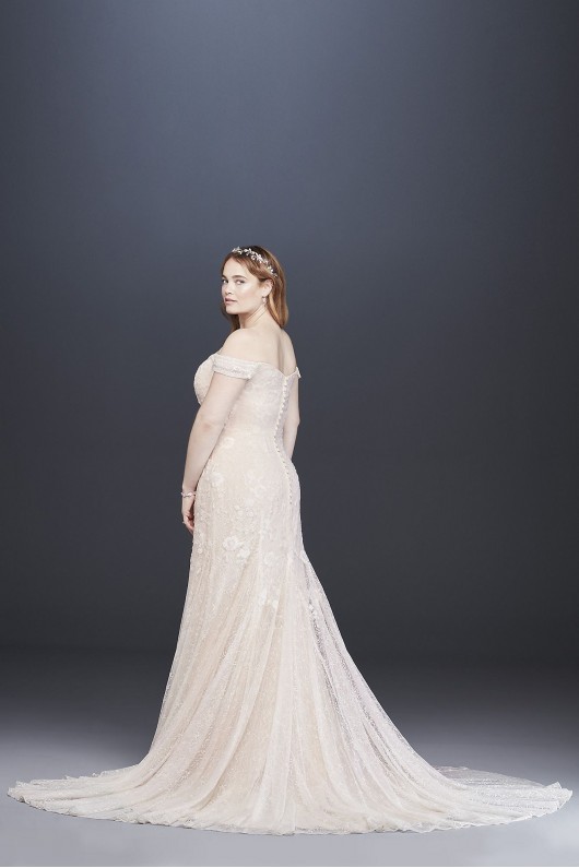 Swag Sleeve Layered Lace Plus Size Wedding Dress Melissa Sweet 8MS251196