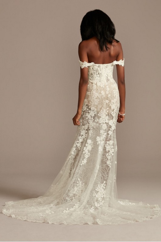 Tall Illusion Lace Bodysuit Wedding Dress  4XLMBSWG899