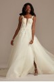 Tall Removable Straps Lined Tulle Wedding Dress  4XLLSSWG898