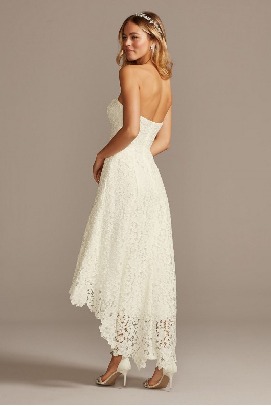 Tea-Length High-Low Corded Lace Wedding Dress Galina 4XLWG3925