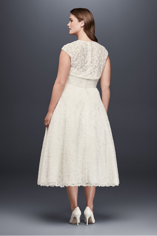 Tea-Length Plus Size Wedding Dress with Shrug  Collection 9T9948