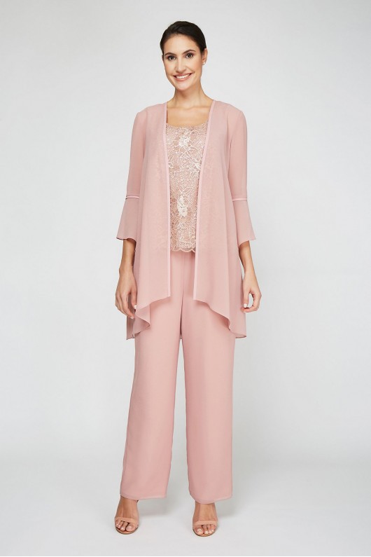 Three-Piece Lace and Georgette Jacket and Pant Set Le Bos 26975