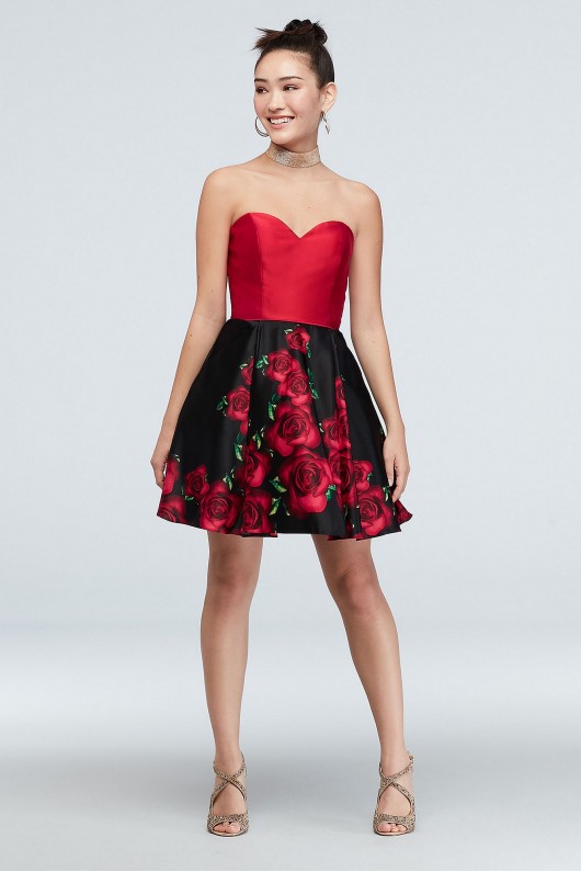 Tie-Corset and Floral Skirt Fit- and-Flare Dress Blondie Nites 1479BN