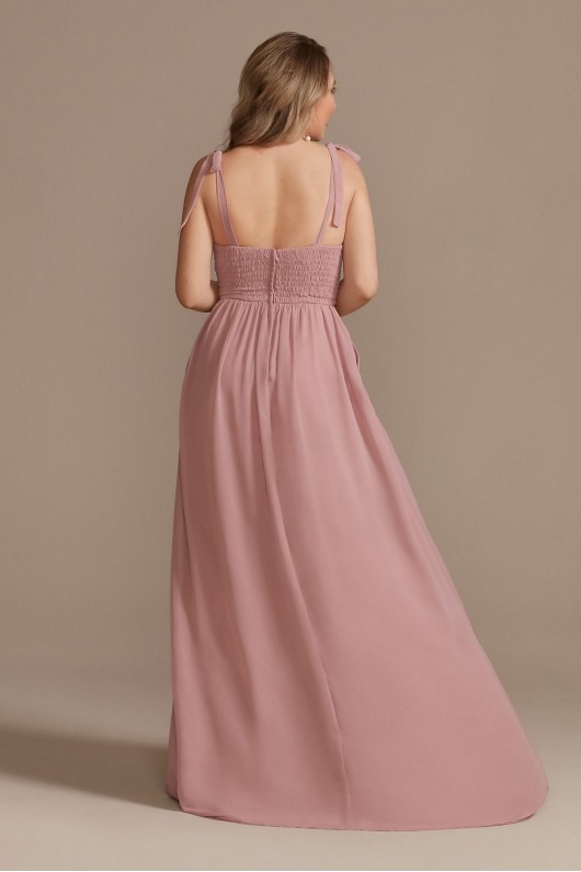 Tie-Strap Chiffon Sweetheart Long Bridesmaid Dress F20364