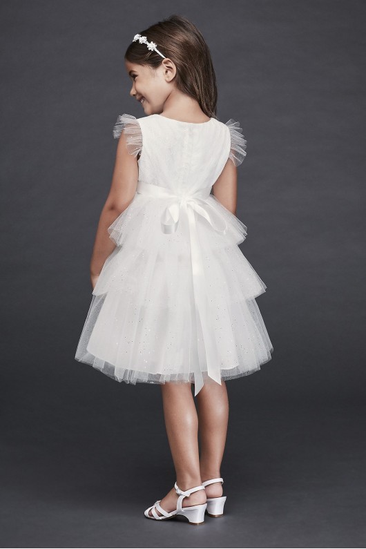 Tiered Sparkle Tulle and Lace Flower Girl Dress  CR1395