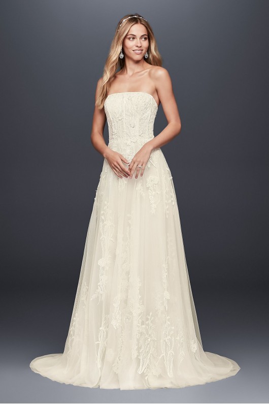 Trailing Floral Lace Wedding Gown with Capelet Melissa Sweet MS251186