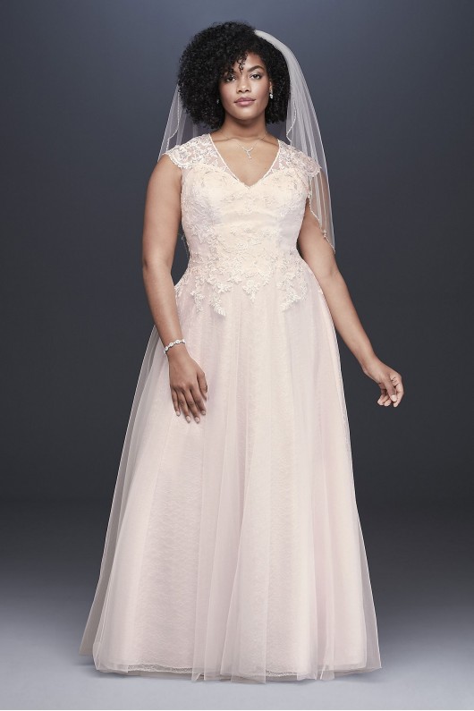 Tulle-Over-Lace Plus Size A-Line Wedding Dress  Collection 9WG3859