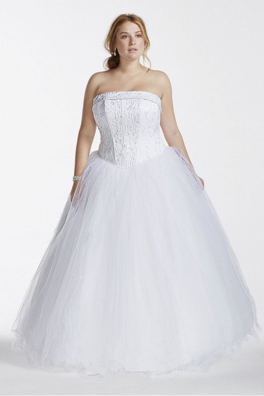 Tulle Tall Plus Wedding Dress with Beaded Satin  Collection 4XL9T8017