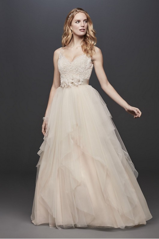 Tulle Tank V-Neck Ball Gown with Layered Skirt Galina WG3913