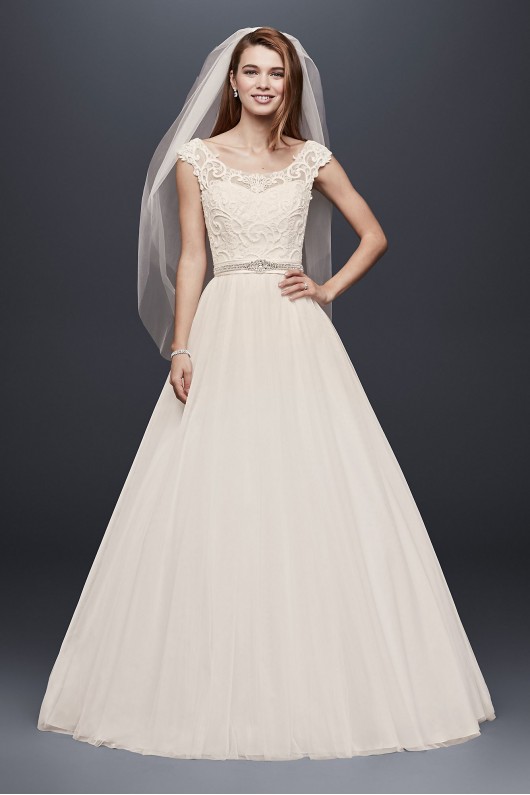 Tulle Wedding Dress with Lace Illusion Neckline  Collection WG3741