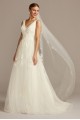 Tulle and Mikado V-Neck Ball Gown Wedding Dress  Collection 4XLWG3877
