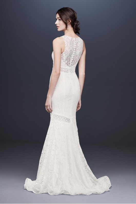 V-Neck Lace Illusion Mermaid Wedding Dress Galina WG3950