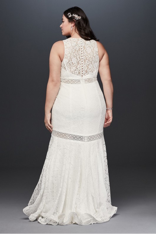 V-Neck Lace Illusion Plus Size Wedding Dress Galina 9WG3950