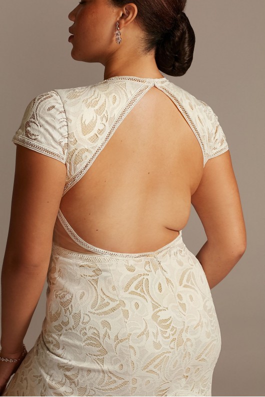 V-Neck Lace Open Back Plus Size Wedding Dress Melissa Sweet 8MS251215